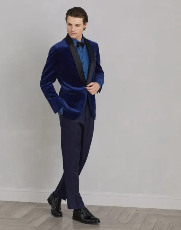 Smoking | Abiti-Brunello Cucinelli Pantalone per smoking in tela di cashmere con pince Blu Navy (C4425)