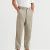 Pantaloni-Brunello Cucinelli Pantalone relaxed fit in drill di cotone e lino con tasche a toppa e coulisse Khaki (C2455)