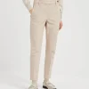 Pantaloni-Brunello Cucinelli Pantalone sigaretta in cover di cotone stretch con monile Beige (C9643)