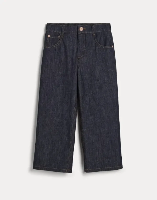 Pantaloni & Gonne-Brunello Cucinelli Pantalone Straight in denim no fade con monile Denim (C001)