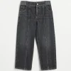 Pantaloni & Gonne-Brunello Cucinelli Pantalone Straight in denim Authentic con monile Denim Grigio (C8999)