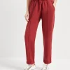 Travelwear-Brunello Cucinelli Pantalone Track in felpa leggera di cotone stretch con monile Rosso (C7901)