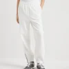 Travelwear-Brunello Cucinelli Pantalone Track in felpa Smooth di cotone con Precious Zipper Cuffs Off-White (C7220)