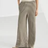 Pantaloni-Brunello Cucinelli Pantalone Track in maglia di cotone a righe Marrone (CHD54)