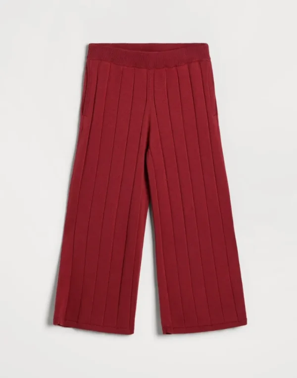 Travelwear | Pantaloni & Gonne-Brunello Cucinelli Pantalone Track in maglia di cotone costa piatta Rosso (C7901)