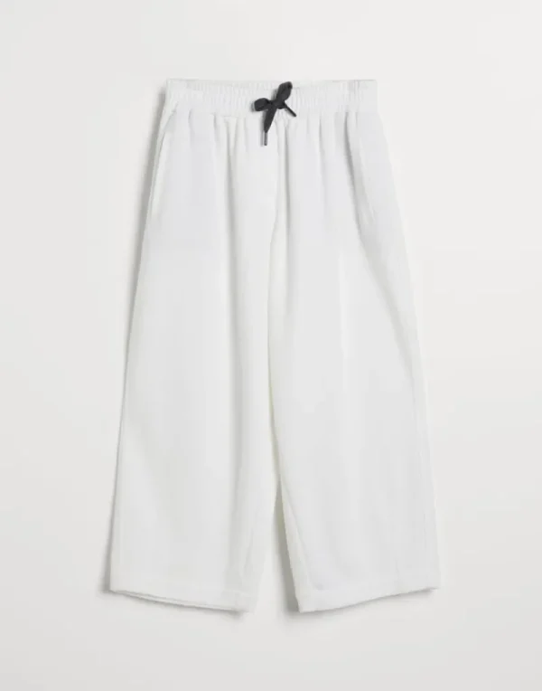 Travelwear-Brunello Cucinelli Pantalone Track in piquet di cotone techno Off-White (C7220)