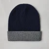 Cappelli-Brunello Cucinelli Papalina in maglia double di cashmere a coste Blu Navy (CW425)