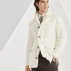 Capospalla-Brunello Cucinelli Parka in gabardina di cotone techno idrorepellente con cintura Off-White (C1085)