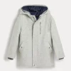 Capospalla-Brunello Cucinelli Parka 3-in-1 in chevron di lana, seta e cashmere Grigio (CET20)