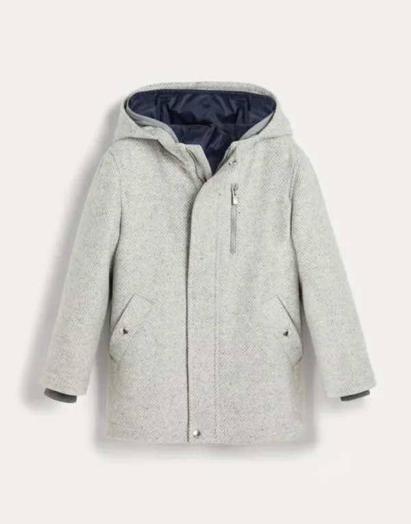 Capospalla-Brunello Cucinelli Parka 3-in-1 in chevron di lana, seta e cashmere Grigio (CET20)