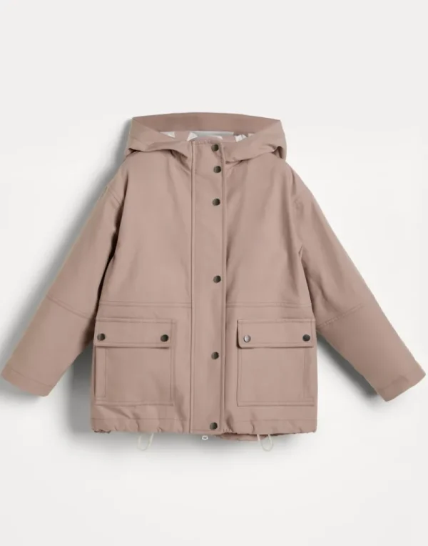 Capospalla-Brunello Cucinelli Parka in popeline accoppiato di cotone idrorepellente con monile Rosa (C134)