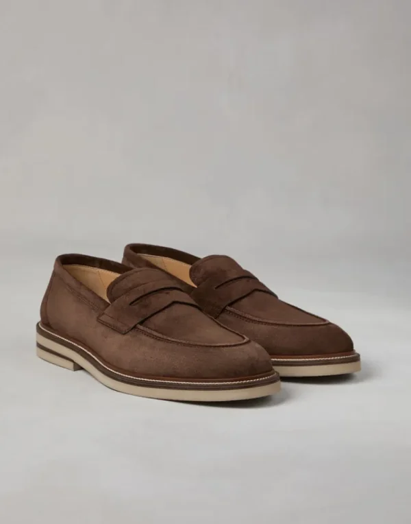 Mocassini-Brunello Cucinelli Penny Loafer in camoscio Mustang (C8832)