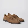 Mocassini-Brunello Cucinelli Penny Loafer in camoscio Castagno (C6784)