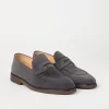 Mocassini-Brunello Cucinelli Penny Loafer in camoscio lavato Antracite (C1967)