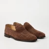 Mocassini-Brunello Cucinelli Penny Loafer in camoscio intrecciato Marrone (C7655)