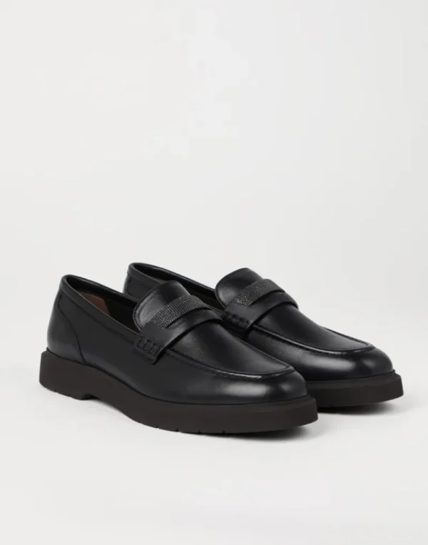 Mocassini & Flat Shoes-Brunello Cucinelli Penny loafer in nappa con monile Nero (C101)