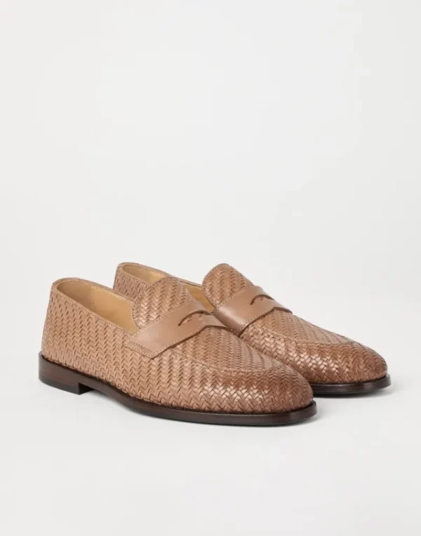 Mocassini-Brunello Cucinelli Penny Loafer in vitello intrecciato Yuta (C2823)