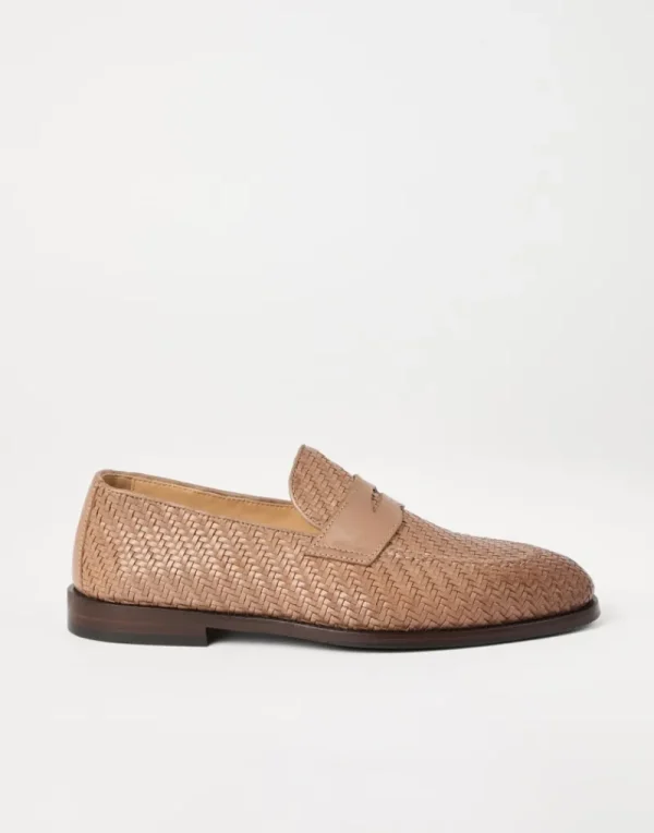 Mocassini-Brunello Cucinelli Penny Loafer in vitello intrecciato Yuta (C2823)