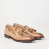 Mocassini-Brunello Cucinelli Penny Loafer in vitello lucido con nappi Beige (C1965)