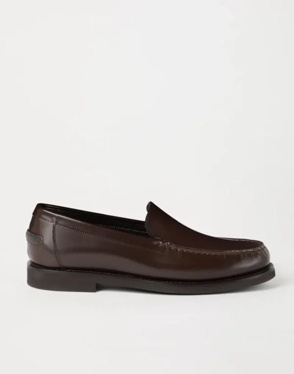 Mocassini & Flat Shoes-Brunello Cucinelli Penny loafer in vitello Minimal con Shiny Detail Marrone (C8279)