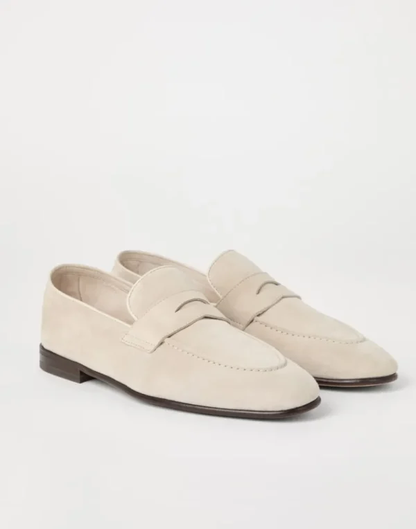 Mocassini-Brunello Cucinelli Penny Loafer Soft in camoscio Yuta (C2760)