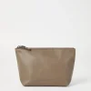 Piccola Pelletteria-Brunello Cucinelli Pochette in pelle granata con Shiny Zipper Pull Grigio Chiaro (C5859)