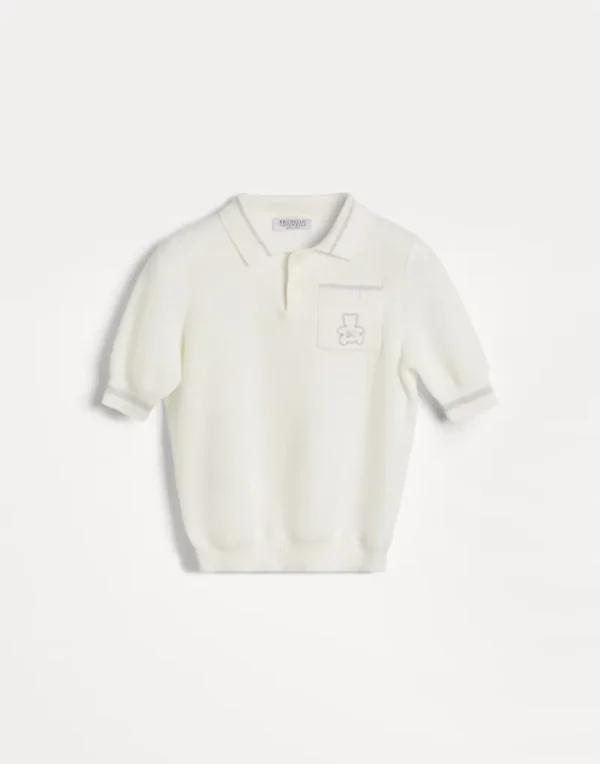 Ready To Wear (2-6 Anni)-Brunello Cucinelli Polo Bernie in maglia di cotone nido d'ape Panama (CO312)