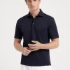 T-shirt & Polo-Brunello Cucinelli Polo collo camicia in jersey di cotone Blu Navy (C4425)