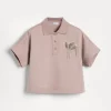 Travelwear-Brunello Cucinelli Polo in felpa leggera di cotone stretch con Precious Flower Crest Rosa (C9646)