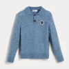 Maglieria-Brunello Cucinelli Polo in maglia di alpaca, cotone e lana con patch Azzurro (CIA04)