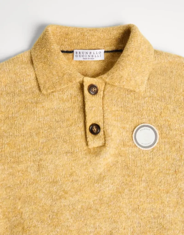 Maglieria-Brunello Cucinelli Polo in maglia di alpaca, cotone e lana con patch Giallo (CCE70)