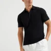 Maglieria-Brunello Cucinelli Polo in maglia leggera di cotone Nero (CH101)