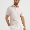 T-shirt & Polo-Brunello Cucinelli Polo in piquet di cotone con colletto stile camicia Salmone (C2399)