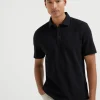 T-shirt & Polo-Brunello Cucinelli Polo in piquet di cotone con colletto stile camicia Nero (C101)