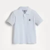 T-shirt & Camicie-Brunello Cucinelli Polo in piquet di cotone con logo Celeste (CQU24)