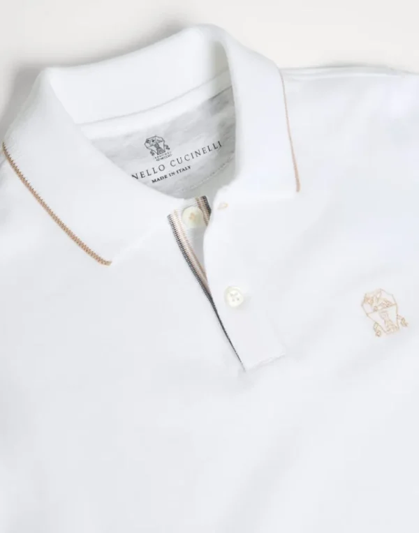 T-shirt & Camicie-Brunello Cucinelli Polo in piquet di cotone con logo Bianco (CX624)