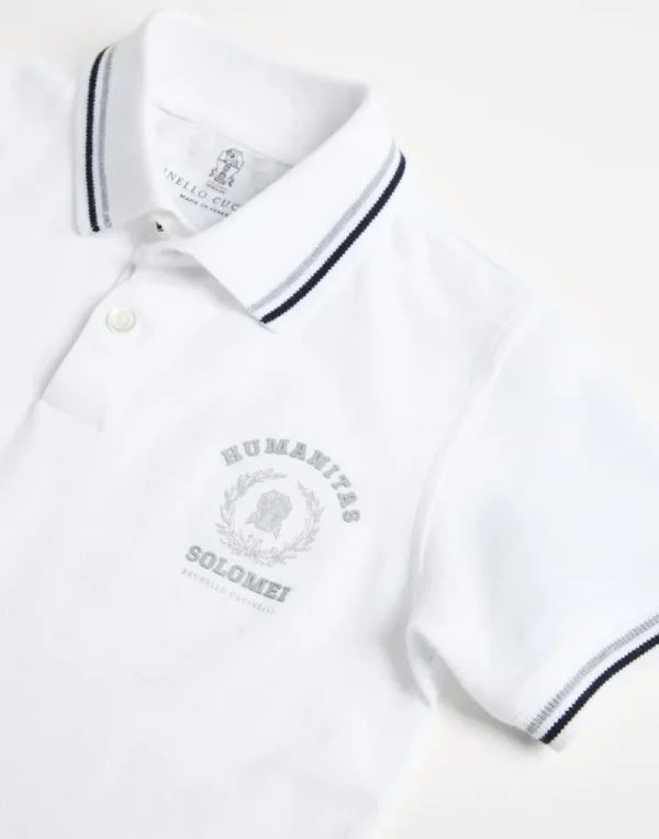 T-shirt & Camicie-Brunello Cucinelli Polo in piquet di cotone con ricamo Bianco (C6159)