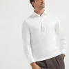 T-shirt & Polo-Brunello Cucinelli Polo manica lunga in jersey di cotone con colletto stile camicia Bianco (C6159)