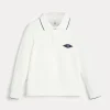 T-shirt & Camicie-Brunello Cucinelli Polo manica lunga in piquet di cotone con patch Off-White (CKQ31)