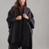 Maglieria-Brunello Cucinelli Poncho reversibile in maglia double di lana e cashmere Antracite (CVF17)