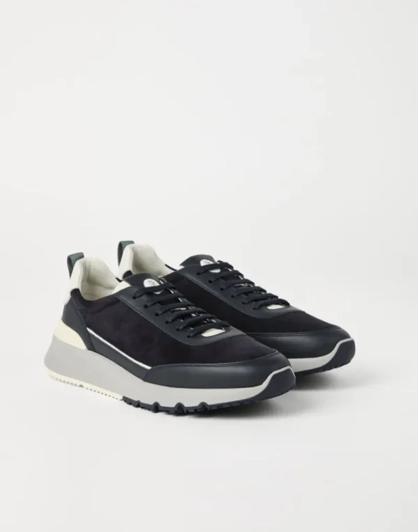 Sneakers-Brunello Cucinelli Runners in camoscio lavato e vitello semilucido Moonlight (CJV06)