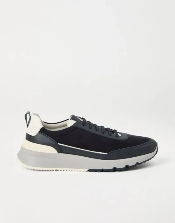 Sneakers-Brunello Cucinelli Runners in camoscio lavato e vitello semilucido Moonlight (CJV06)