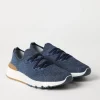 Sneakers-Brunello Cucinelli Runners in maglia chiné di cotone Blu (CO250)