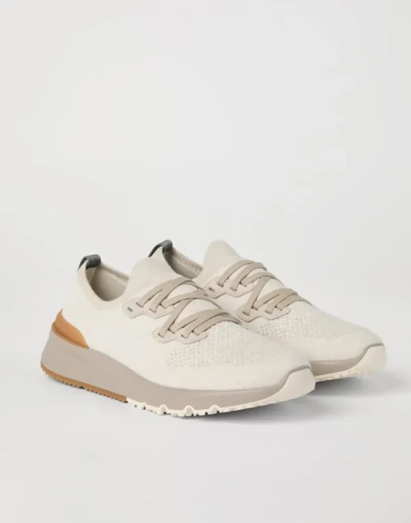 Sneakers-Brunello Cucinelli Runners in maglia chiné di cotone Panama (CSB87)