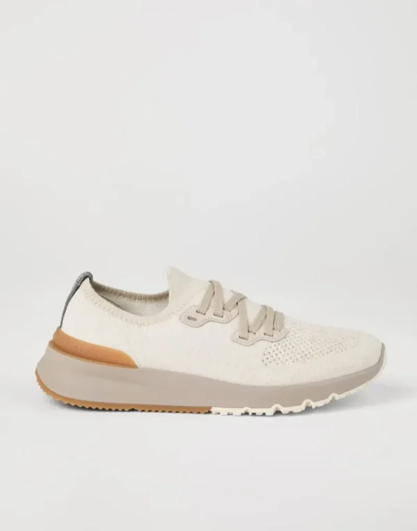 Sneakers-Brunello Cucinelli Runners in maglia chiné di cotone Panama (CSB87)