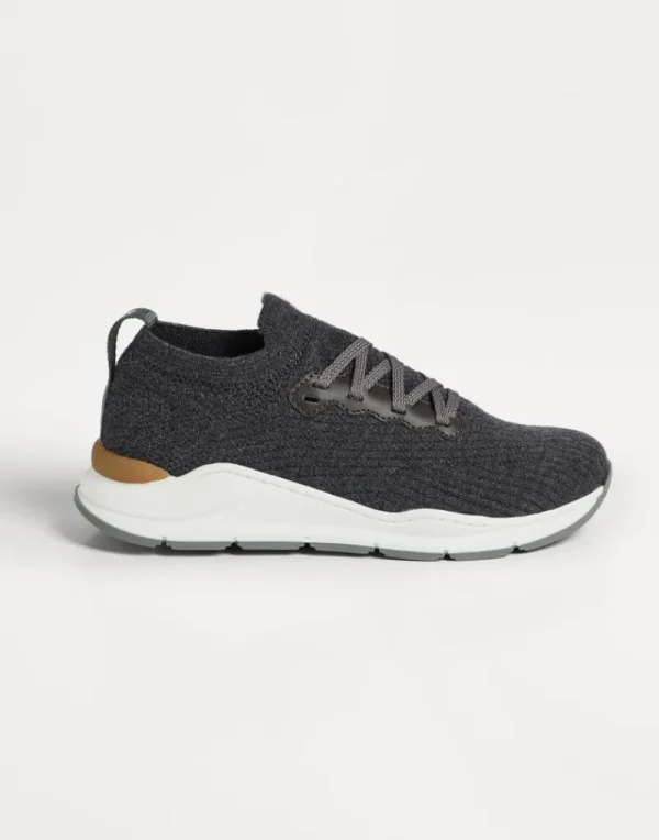 Scarpe-Brunello Cucinelli Runners in maglia di cotone Antracite (CJE60)