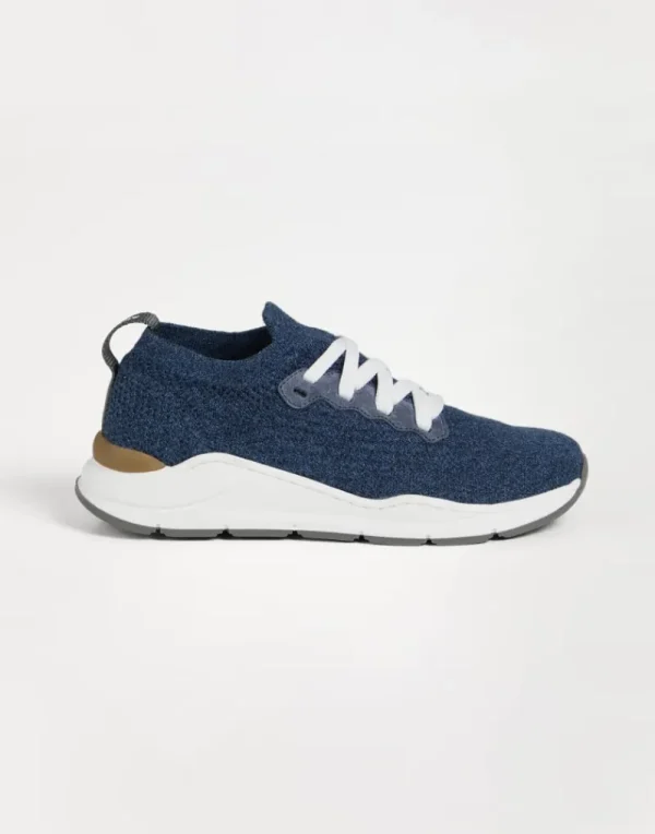 Scarpe-Brunello Cucinelli Runners in maglia di cotone techno Blu (CIR73)