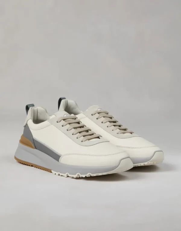 Sneakers-Brunello Cucinelli Runners in vitello con grana e camoscio lavato Panama (CBK37)