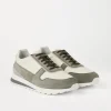 Sneakers-Brunello Cucinelli Runners in vitello con grana e camoscio lavato Olivo (CAV63)