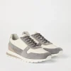 Sneakers-Brunello Cucinelli Runners in vitello e camoscio lavato Grigio (CAO87)